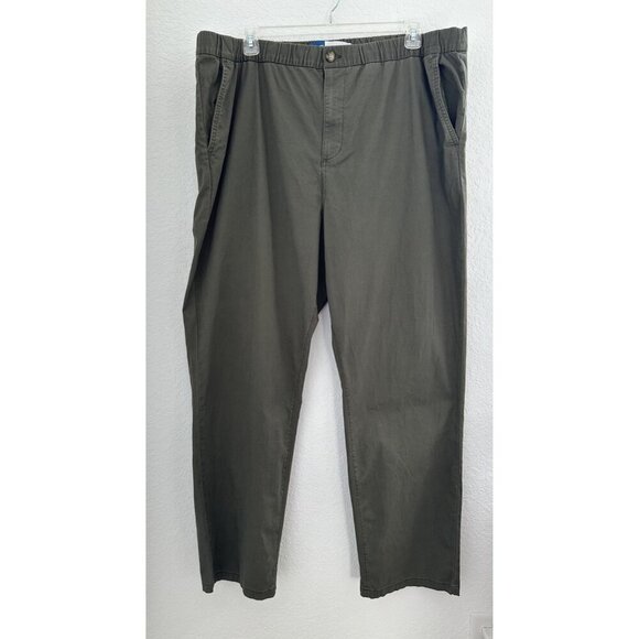 Old Navy Mens Slim Taper Built-In Flex Pull-On Chino Pants 3XL Army Green Casual - Picture 1 of 14